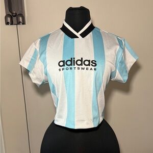 Adidas Sky Blue and White Sports Tee